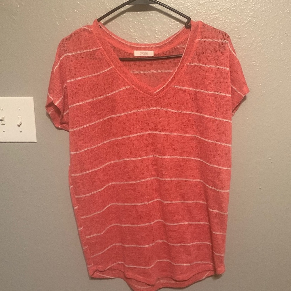 Cherish pink & white stripe knit top